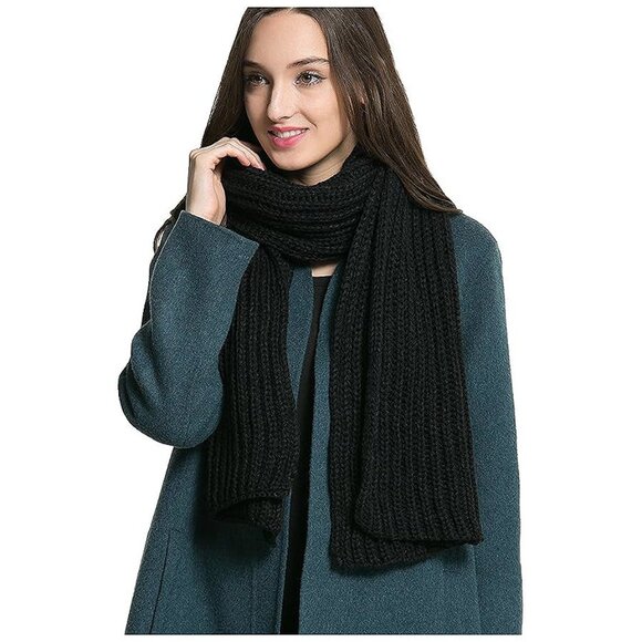 Women Men Winter Thick Cable Knit Wrap Hor Knit Black - Picture 1 of 4